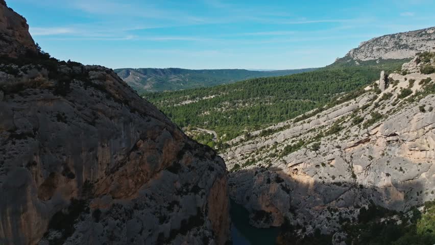 Aerial view by drone of Verdon gorges, Provence alps, France.