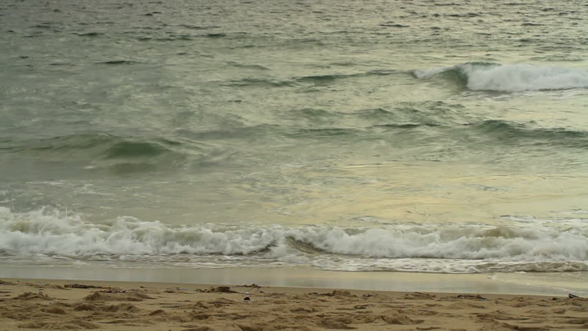 Gentle waves lapping on the shore in California, USA. Close view.