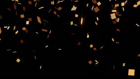 Golden confetti burst - confetti explodes from the bottom of the frame then double pops and falls glittering to the ground. Festive celebration concept. Video overlay with transparent alpha channel. - Powered by Shutterstock - Get 15% off with code: PIKWIZARD15