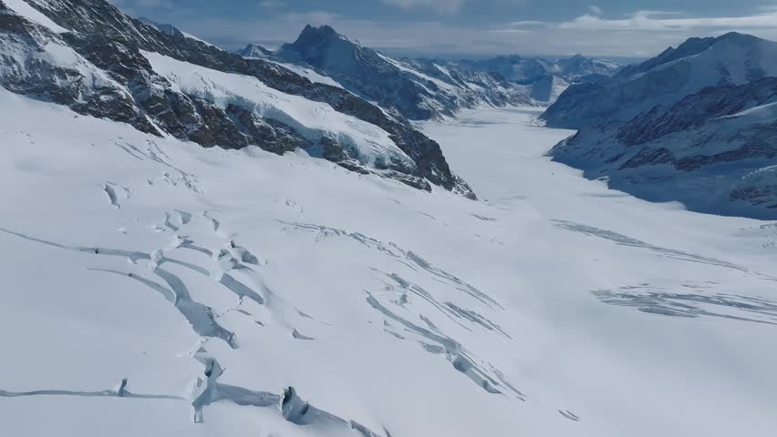 A magnificent view of the Aletsch Glacier from the Jungfraujoch observation deck, Grindelwald, Switzerland