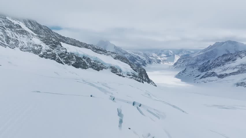 A magnificent view of the Aletsch Glacier from the Jungfraujoch observation deck, Grindelwald, Switzerland