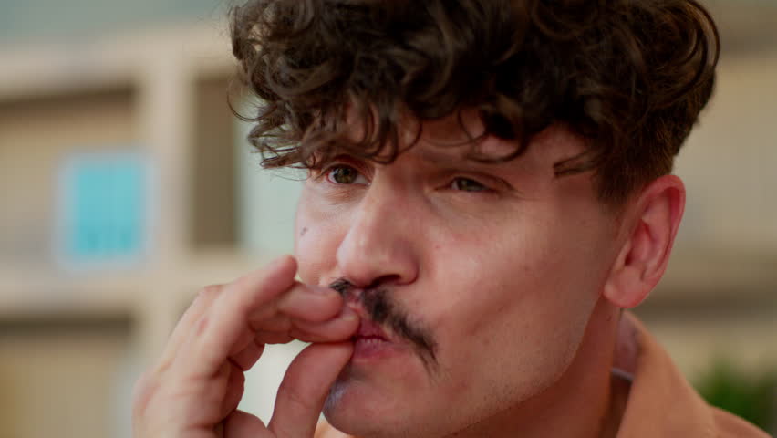 Close up man Caucasian face smiling happy male funny joyful businessman satisfied business guy office manager looking at camera enjoyment perfect good choice super sign hand gesture recommend approve