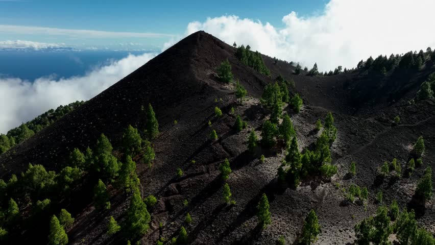 Aerial drone view of the landscape of La Palma, Canary Islands, Spain