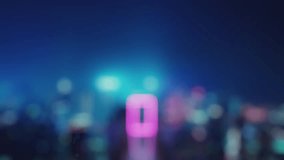 Businessman is walking on a skywalk towards a glowing portal above a futuristic city. 3D rendering - Powered by Shutterstock - Get 15% off with code: PIKWIZARD15