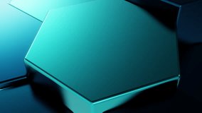 Animation footage of Abstract background design with blue tone steel metallic textured material in hexagons geometric pattern, perfect for business background or technology background - Powered by Shutterstock - Get 15% off with code: PIKWIZARD15