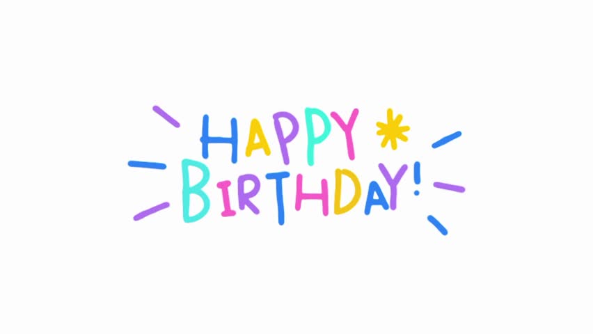 colorful animated happy birthday writing
