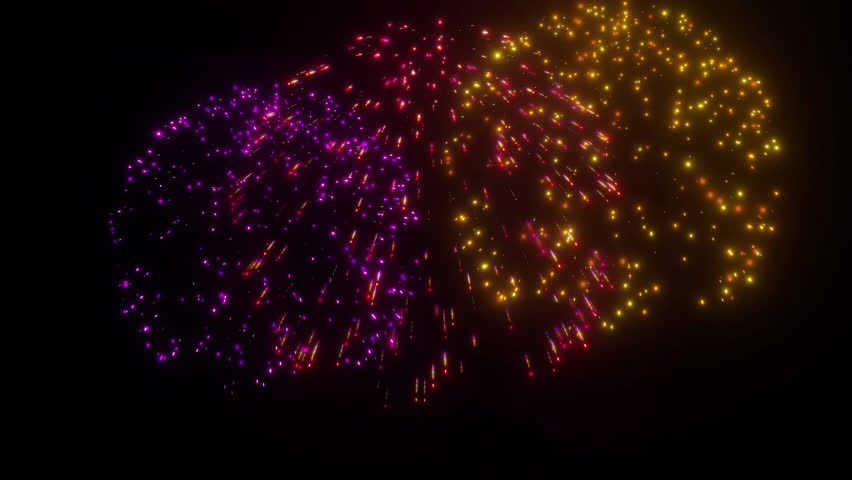 Colorful fireworks show on a transparent alpha channel.
