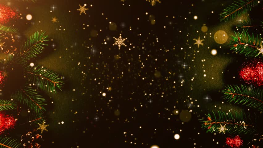 Christmas decorative with snowflake. Seamless looping time-lapse virtual video animation background. Christmas background with Animation of snow falling and snowman over Christmas tree in winter.