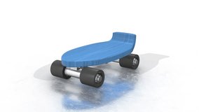Skateboard Rotating on a White Reflective Floor. Sports Equipment 3D Animation. 4K - Powered by Shutterstock - Get 15% off with code: PIKWIZARD15