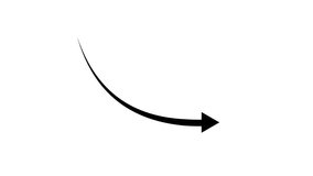 Animation of a black downward curving arrow, symbolizing falling prices, set against a white background. - Powered by Shutterstock - Get 15% off with code: PIKWIZARD15