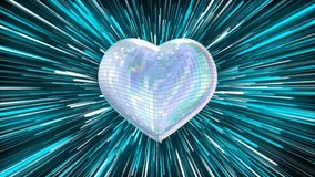 Seamless looping 3D animation of colorful disco heart with glowing laser beams in the background. - Powered by Shutterstock - Get 15% off with code: PIKWIZARD15