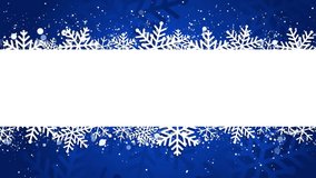 Blue Christmas background with paper snowflakes and white empty stripe for invitation text. Loop animated frame. - Powered by Shutterstock - Get 15% off with code: PIKWIZARD15