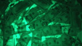 Close-Up of a Smartphone with a Blank White Screen Mockup and Tracking Markers Being Held in a Hand, Entering and Leaving the Frame Against a Green-Glowing Background of US Hundred-Dollar Bills, Repre - Powered by Shutterstock - Get 15% off with code: PIKWIZARD15