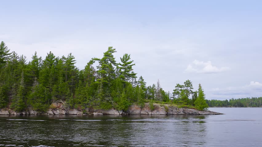 The beautiful Rainy Lake and forests of Voyageurs National Park in northern Minnesota along the border of Canada.