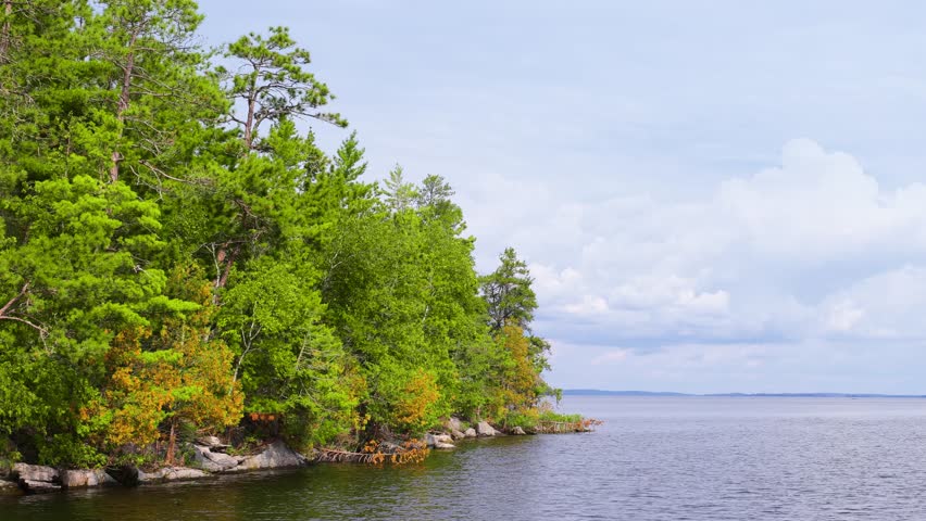 The beautiful Rainy Lake and forests of Voyageurs National Park in northern Minnesota along the border of Canada.