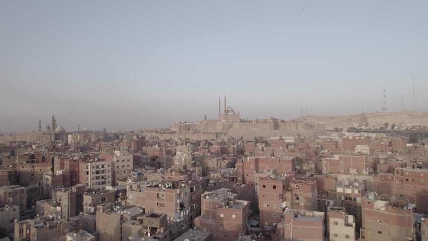 Citadel of Saladin and Muhammad Ali Mosque of Cairo, Egypt drone footage.