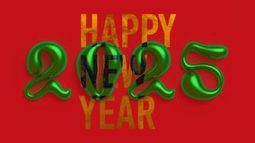 Horizontal 4K video. Set of animation for Happy New Year 2025. Falling shiny bright shining hand drawn volumetric 3D liquid numbers 2, 0, 5. Gold text. Banner for winter holiday. Social media template - Powered by Shutterstock - Get 15% off with code: PIKWIZARD15