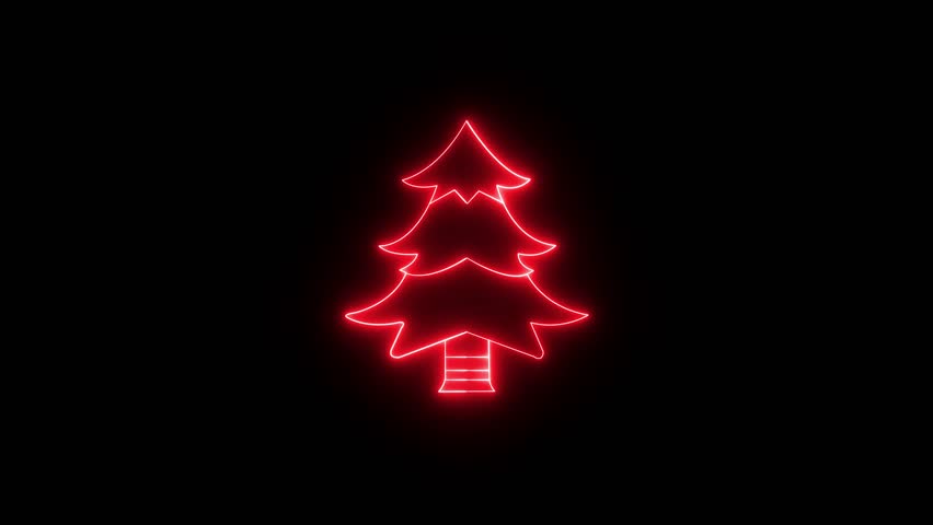 Christmas Tree neon sign. Computer generated 3d render Neon christmas tree with digital glitch effect. Futuristic cyberpunk design	