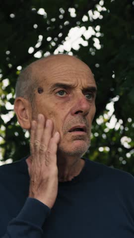 Elderly Man Forgets Things And Is Lost In Nature