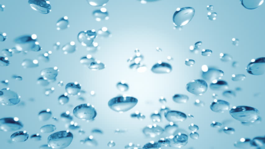 Floating blue serum liquid bubbles or water droplets in liquid. Hydration and freshness for skincare and moisturizing products. Beauty and wellness concept. Refreshing cosmetic treatments