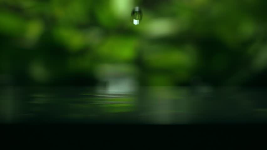 Macro shot of organic serum drop is falling. Crystal clear water splash. Concept of wellness beauty products. Green tea or aloe vera extract. Natural herb skin care. Essence dropping in slow motion
