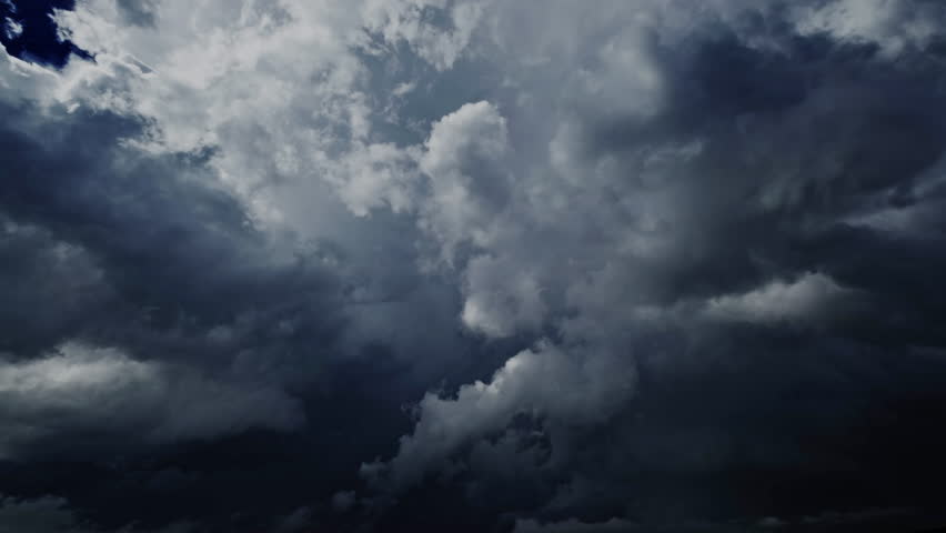 Lot of lightning during a thunderstorm. Storm clouds are moving fast on the viewer, timelapse 4k