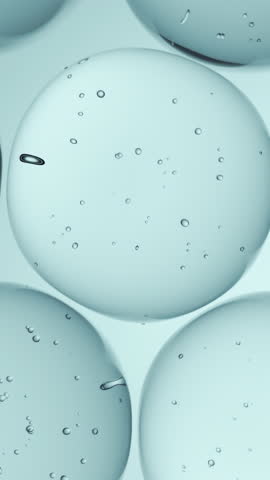 Cosmetics blue serum liquid bubbles 3d abstract background. Cosmetic moisturizer essence gel. Collagen fluid bubble molecule. Moisturizing cream or oil for personal health care and beauty skin concept