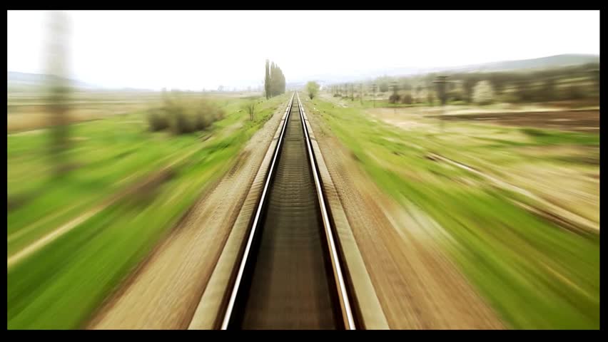 Railway track speed rush with camera video
