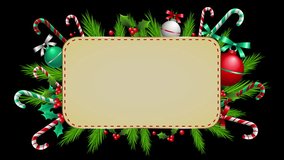 3D Animated Frame Design New Year and Christmas tree leaves with Xmas Black Backdrop Template Rotating vertical frame design Rotating realistic pine tree fresh branches with Christmas Decorations - Powered by Shutterstock - Get 15% off with code: PIKWIZARD15