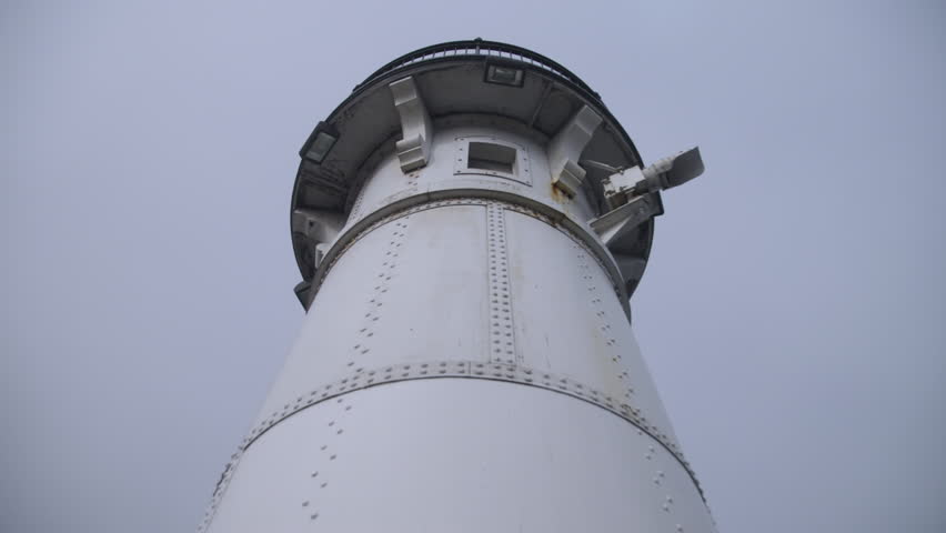 Closeup low angle shot of the Duluth North Pier Lighthouse 
