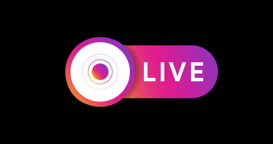 Social media live badge animation. Streaming and broadcasting icon. News on air red color sticker. Online vlog content motion graphics. 4K Alpha Matte Mov video with transparent background