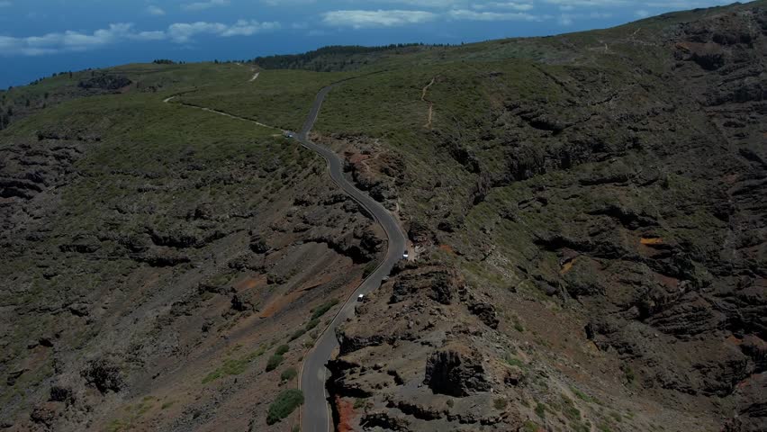 Aerial drone view of the landscape of La Palma, Canary Islands, Spain