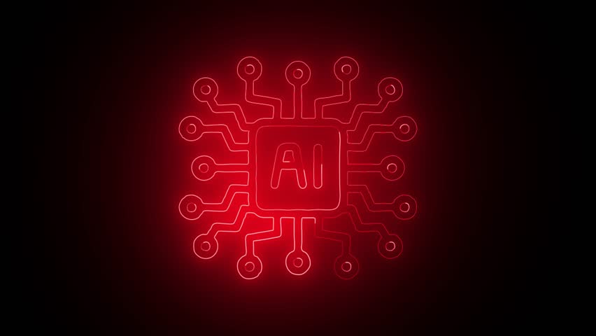 Computer processor icon, digital logotype CPU icon background 4k animation. computer cpu icon animation . computer cpu with setting gear icon.4k video.