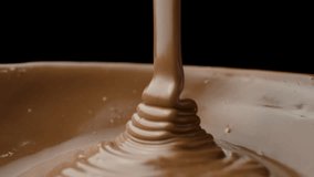 Melted milk chocolate pouring, chocolate texture, slow motion. - Powered by Shutterstock - Get 15% off with code: PIKWIZARD15