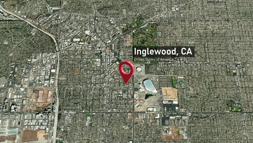 Inglewood City Map Zoom (CA, USA) from Space to Earth