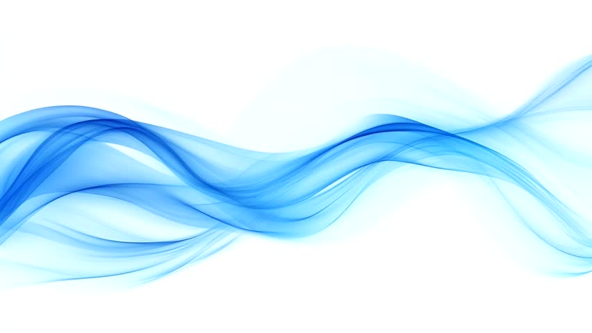 Abstract Blue Wave Flowing Across White Background