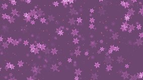 Abstract holiday winter background with animated falling snow pale pink snowflakes and spark particles glowing on purple backdrop. Decorative video animation for Christmas or New Year celebration. - Powered by Shutterstock - Get 15% off with code: PIKWIZARD15