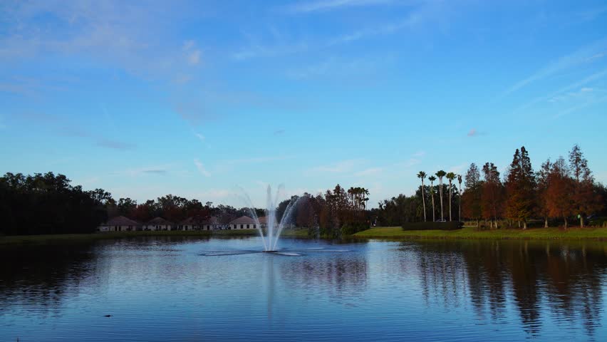 Wesley Chaple, Florida, USA, 12 10 2024: The winter foliage landscape of a beautiful community at Wesley Chapel, north of Tampa in Florida	
