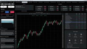 Modern stock trading dashboard with candlestick chart, portfolio management tools and stock analysis widgets displayed. Software UI displaying stock market charts and financial analytics - Powered by Shutterstock - Get 15% off with code: PIKWIZARD15