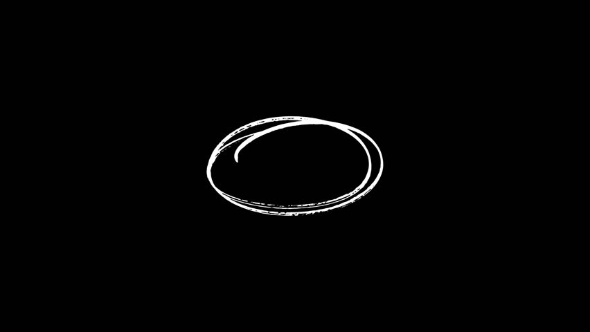 White Circle oval Highlighter Animation, Hand-drawing oval frame circle animation, Hand-drawn black circle highlight with transparent background.