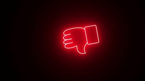 Glowing red neon social media dislike button symbol. Animated neon thumb-down sign icon animation - Powered by Shutterstock - Get 15% off with code: PIKWIZARD15