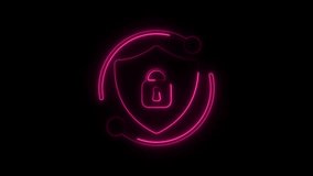 Neon Shield with Lock and Circular Arcs Animation Representing Cybersecurity, Privacy, and Digital Protection - Powered by Shutterstock - Get 15% off with code: PIKWIZARD15