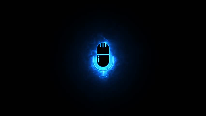 Voice recording podcast mic microphone icon animation. Audio microphone icon animation. radio wave of podcast microphone animation on the black background.