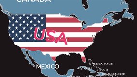 Graphic animation of map showing communication between USA аnd Ukraine. Different directions of movement.. - Powered by Shutterstock - Get 15% off with code: PIKWIZARD15
