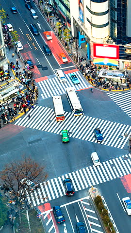Time Lapse of People Crossing Shibuya Crossing
