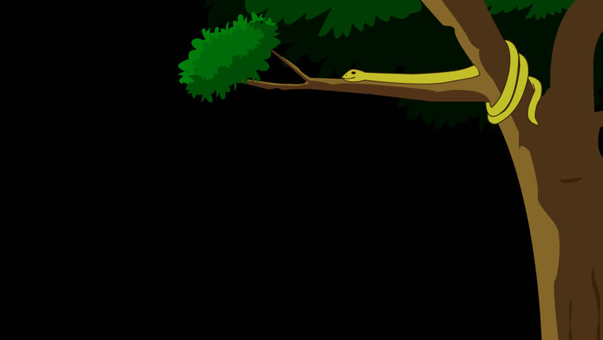 A snake is wrapped around a tree.2d snake alpha animation