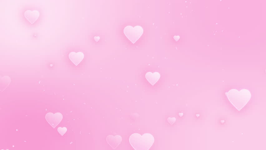 Valentine's Day theme with delicate white hearts floating on a soft pink background, conveying love and romance.