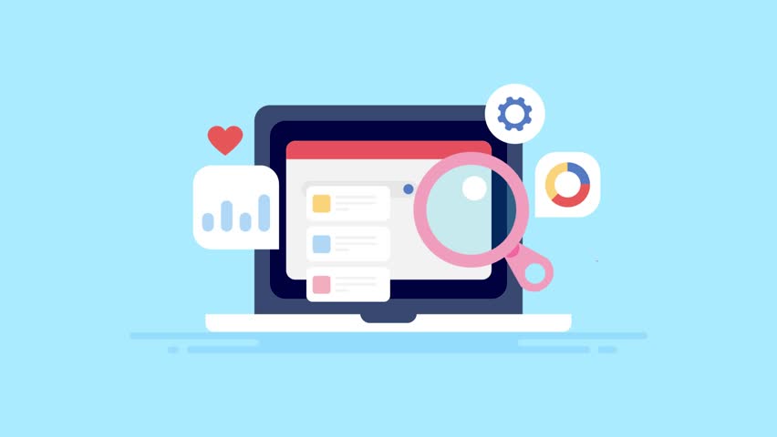 Search engine optimization concept, SEO analytics software, SEO tool, Website SEO analysis - 2d animation video clip