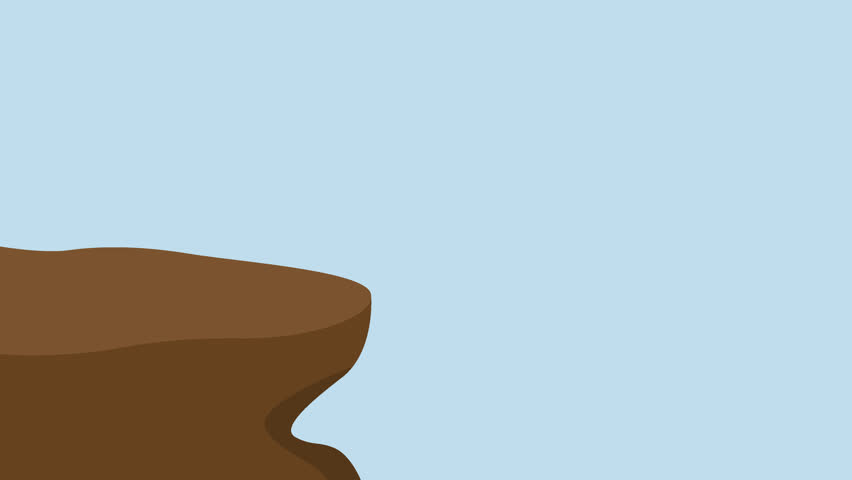 Business dumb, 4k animation of careless entrepreneur leaps from the cliff, ending his own life. 