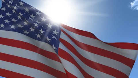United States Flag Waving Closeup. Seamless Loop, Fabric Detail, Translucency, High Definition